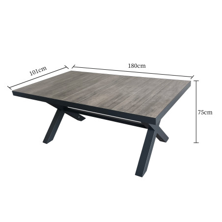 Mesa terraza Ravello cerámica gris 180cm