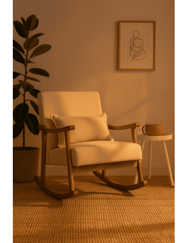 Silla Mecedora Jane Beige - Mueble de Living Moderno y Cómodo