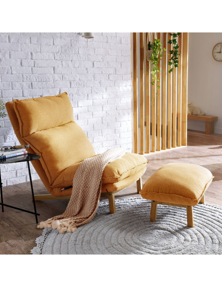 Sofá 1 cuerpo + ottoman Leo amarillo