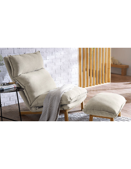 Sofá 1 cuerpo + ottoman Leo beige