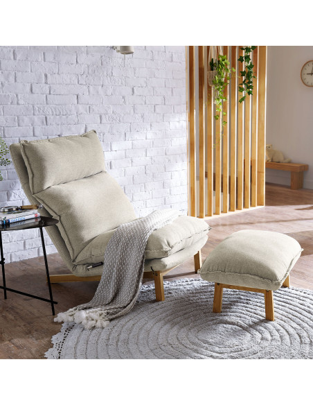 Sofá 1 cuerpo + ottoman Leo beige