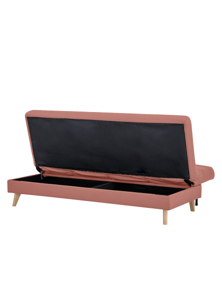 Futón con almacenaje Argis rosado