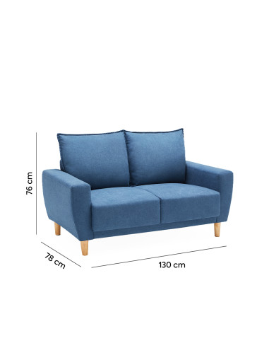 Sofá 2 Cuerpos Maya Azul - Diseño Nórdico y Elegante
