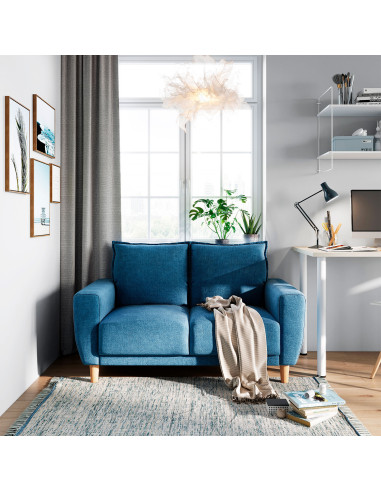 Sofá 2 Cuerpos Maya Azul - Diseño Nórdico y Elegante