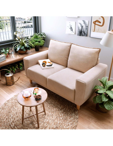 Sofá 2 Cuerpos Maya Beige - Mueble Moderno para Living
