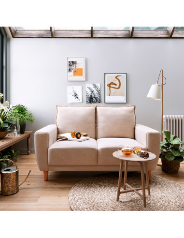 Sofá 2 Cuerpos Maya Beige - Mueble Moderno para Living