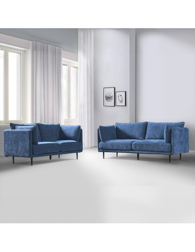 Sofá 3 Cuerpos Dayton Azul - Mueble de Living Cómodo y Duradero