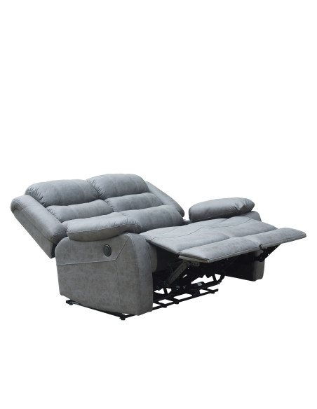 Sofá reclinable 2 cuerpos eléctrico Siros gris
