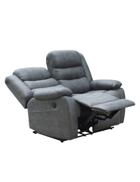 Sofá reclinable 2 cuerpos eléctrico Siros gris