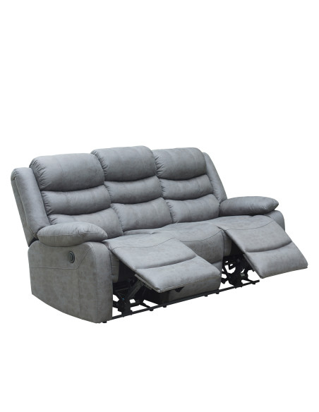 Sofá reclinable 3 cuerpos eléctrico Siros gris