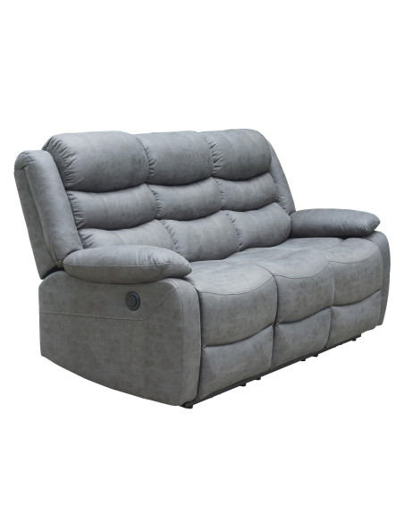 Sofá reclinable 3 cuerpos eléctrico Siros gris