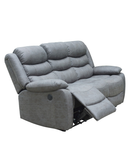 Sofá reclinable 3 cuerpos eléctrico Siros gris