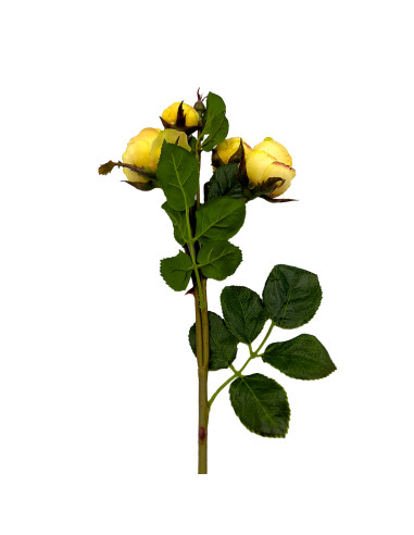 Flor Rosa Artificial Amarilla 61cm - Decoración Natural