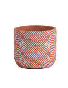 Compra Macetero cerámica 15cm rojo con lineas en DKO Home. Diseño decorativo, moderno y funcional para tu hogar. ¡Envío rápido d