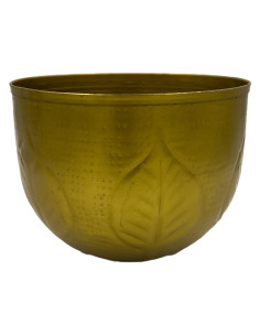 Compra Macetero dorado hojas 18cm en DKO Home. Diseño decorativo, moderno y funcional para tu hogar. ¡Envío rápido disponible!