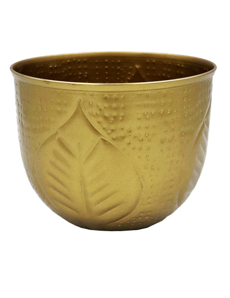 Compra Macetero dorado hojas 13cm en DKO Home. Diseño decorativo, moderno y funcional para tu hogar. ¡Envío rápido disponible!