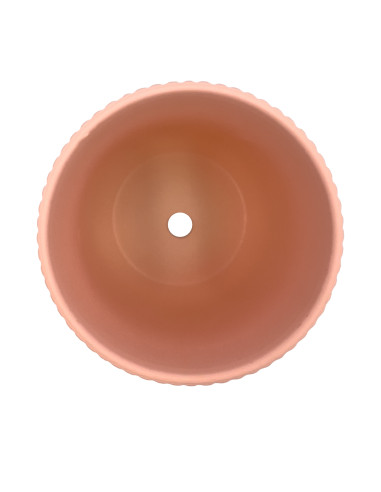Macetero de Cerámica Ranurado Rosa Pálido 14cm - Decoración