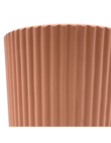 Macetero de Cerámica Ranurado Rosa Pálido 14cm - Decoración