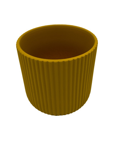 Macetero de Cerámica Ranurado Mostaza - Decoración de Hogar