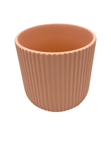 Macetero de Cerámica Ranurado Rosa Pálido 14cm - Decoración