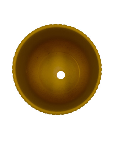 Macetero de Cerámica Ranurado Mostaza - Decoración de Hogar