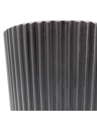 Macetero de Cerámica Ranurado Negro 14cm - Decoración Moderna