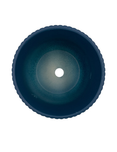 Macetero de Cerámica Ranurado Petróleo 14cm - Decoración Hogar