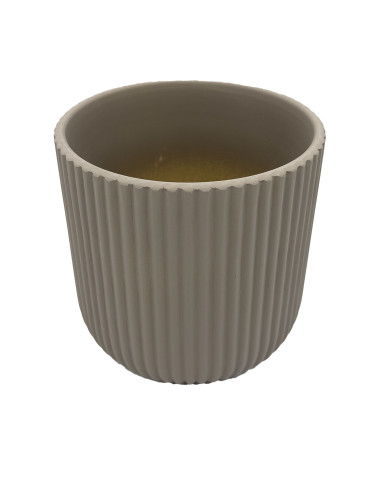 Macetero de Cerámica Ranurado Gris 14cm - Decoración Hogar