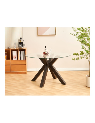 Mesa Comedor Redonda 4 Puestos Coria 120 cm - Vidrio Templado