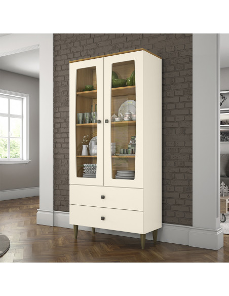 Vitrina 2 cajones 2 puertas Pia