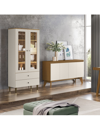 Vitrina 2 cajones 2 puertas Pia