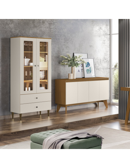 Vitrina 2 cajones 2 puertas Pia