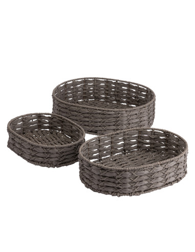 Canastos Ovalados Gris Set de 3 - Decoración Elegante