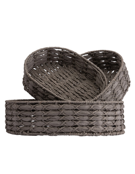 Canastos ovalados gris set de 3