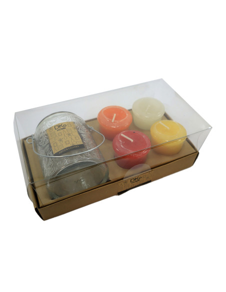 Vela Candelabro de Vidrio 8cm Set 4 - Decoración Elegante