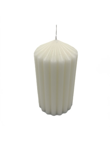 Vela Acanalada Ancha Blanca 7x13cm - Decoración Elegante