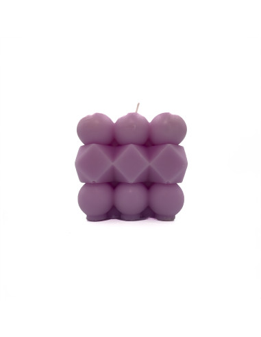 Vela Cubo Rubik 6cm Morado - Decoración Moderna y Divertida
