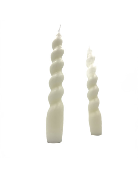 Vela larga ranurada 18cm blanco set 2
