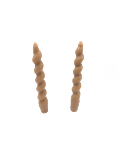 Vela Larga Ranurada 18cm Café Set 2 - Decoración Rústica