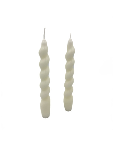 Vela larga ranurada 18cm blanco set 2