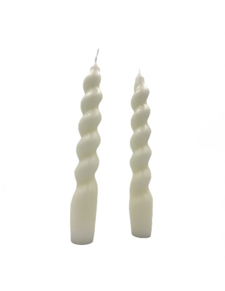 Vela larga ranurada 18cm blanco set 2