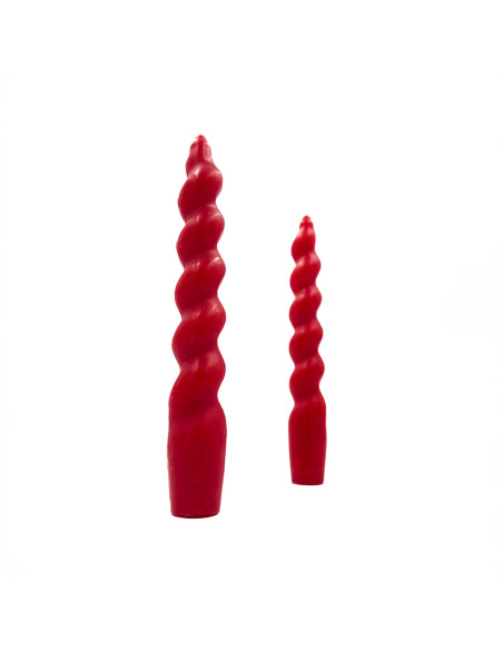 Vela larga ranurada 18cm rojo set 2