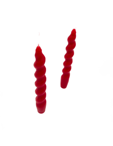 Vela larga ranurada 18cm rojo set 2