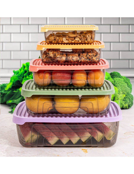 Set 5 Contenedores plásticos multicolor XS-S-M-L-XL