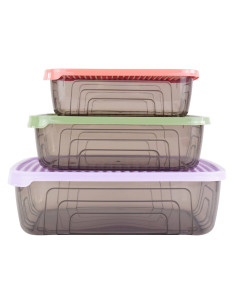 Set 3 Contenedores plásticos multicolor M-L-XL 2