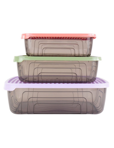Set 3 Contenedores plásticos multicolor M-L-XL