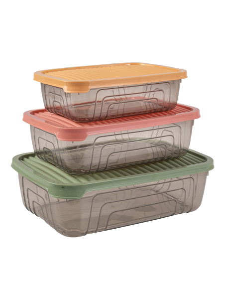 Set 3 Contenedores plásticos multicolor S-M-L
