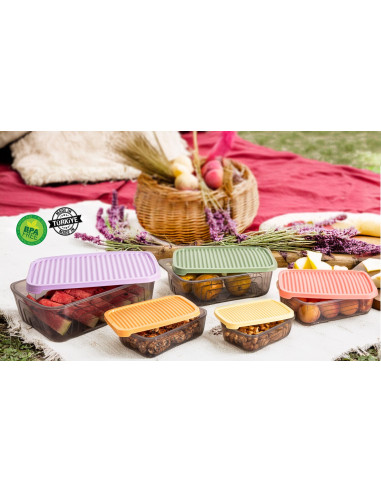 Set 5 Contenedores plásticos multicolor XS-S-M-L-XL