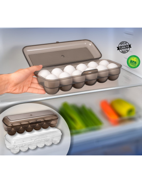 Portahuevos transparente con tapa