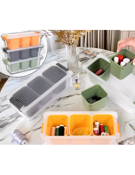 Contenedor plástico 3 compartimientos 1,96lt